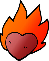 cartoon doodle flaming heart