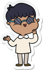 sticker of a cartoon boy wearing spectacles