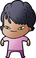 cartoon happy woman