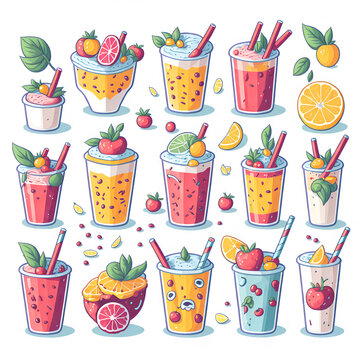 Detailed Sticker of Watercolor juice watercolor set graphic