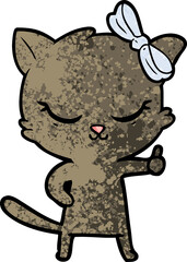 cute cartoon cat with bow