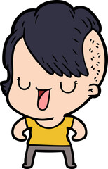cute cartoon girl with hipster haircut