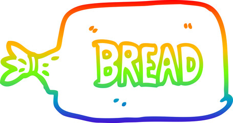 rainbow gradient line drawing of a cartoon bread in bag