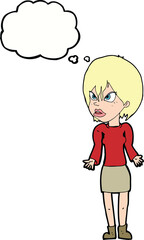 cartoon annoyed woman with thought bubble