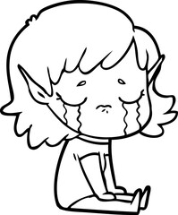 Obraz premium cartoon crying elf girl