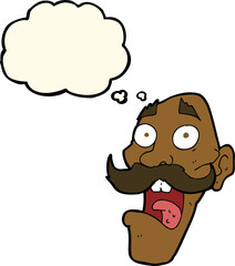 cartoon frightened old man with thought bubble