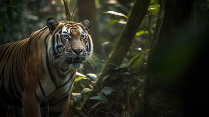 A Bengal Tiger, stalking its prey in the heart of the jungle