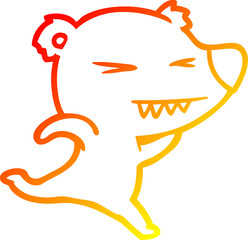warm gradient line drawing of a running polar bear cartoon