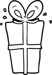 line drawing of a wrapped gift