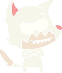 flat color style cartoon grinning fox