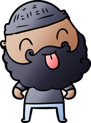 man with beard sticking out tongue