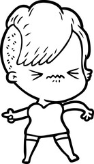 cartoon annoyed hipster girl