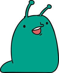 cartoon illustration of a cute kawaii slug