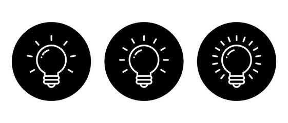 Bulb, lamp icon vector. Idea symbol isolated on circle background