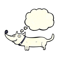 cartoon happy dog with thought bubble