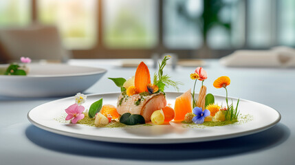 Refined and elegant cuisine from chefs, dish presentation. Generative AI, - obrazy, fototapety, plakaty