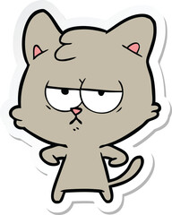sticker of a bored cartoon cat