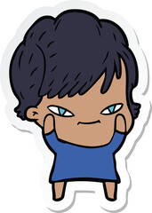 Obraz premium sticker of a cartoon happy woman