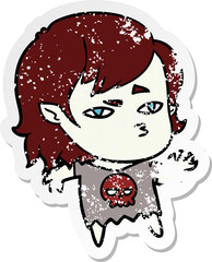 distressed sticker of a cartoon vampire girl