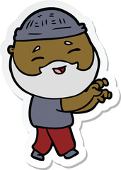 Naklejka premium sticker of a cartoon happy bearded man
