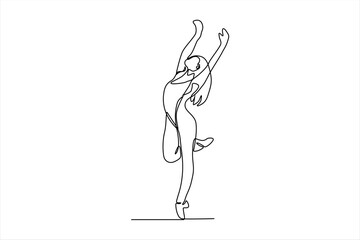 continuous line drawing of woman dancing ballet illustration