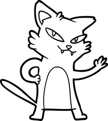 happy cartoon cat waving