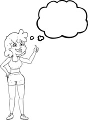 happy gym woman giving thumbs up symbol