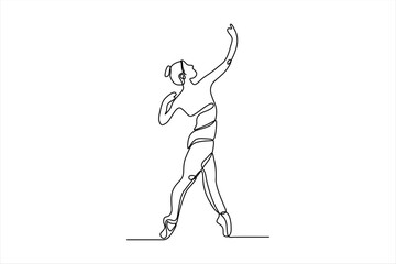 continuous line drawing of woman dancing ballet illustration