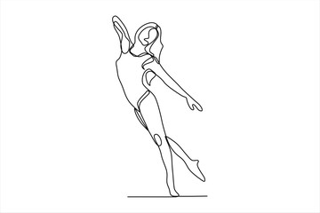 continuous line drawing of woman dancing ballet illustration