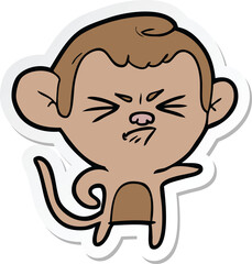 sticker of a cartoon annoyed monkey
