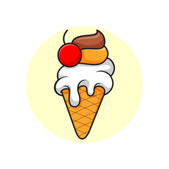Cute kawaii ice cream mascot