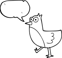 freehand drawn speech bubble cartoon bird