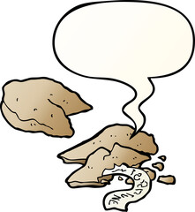 cartoon fortune cookies with speech bubble in smooth gradient style