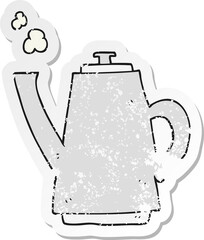 Obraz premium retro distressed sticker of a cartoon coffee kettle