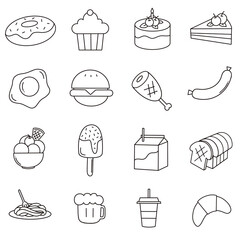 sweet food icons set