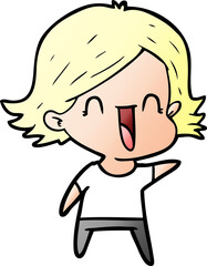 Obraz premium cartoon happy woman