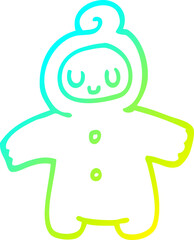 cold gradient line drawing of a cartoon human baby