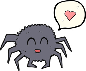 freehand drawn speech bubble cartoon spider