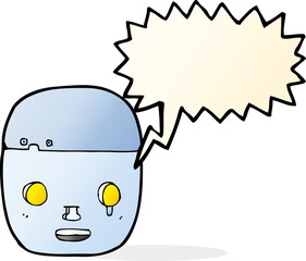 cartoon robot head with speech bubble