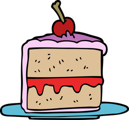 cartoon doodle cake slice