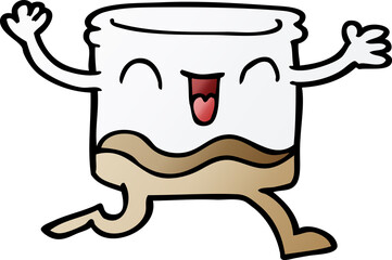 happy cartoon doodle whisky glass