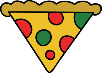 hand drawn quirky cartoon slice of pizza