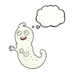 freehand drawn thought bubble textured cartoon ghost