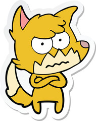 sticker of a cartoon annoyed fox