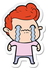 sticker of a cartoon man crying