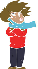 cartoon doodle girl with scarf