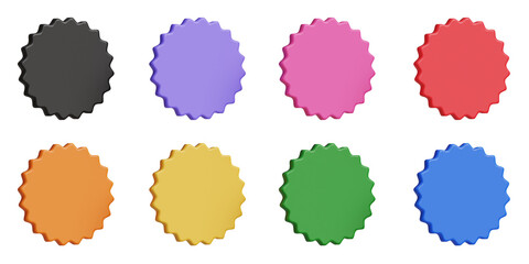 Medal-shaped 3D colorful stickers.