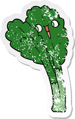 distressed sticker of a cartoon salad leaves