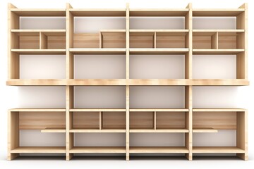 shelving isolated on white background. Generated by AI.