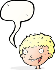 cartoon laughing boy with speech bubble